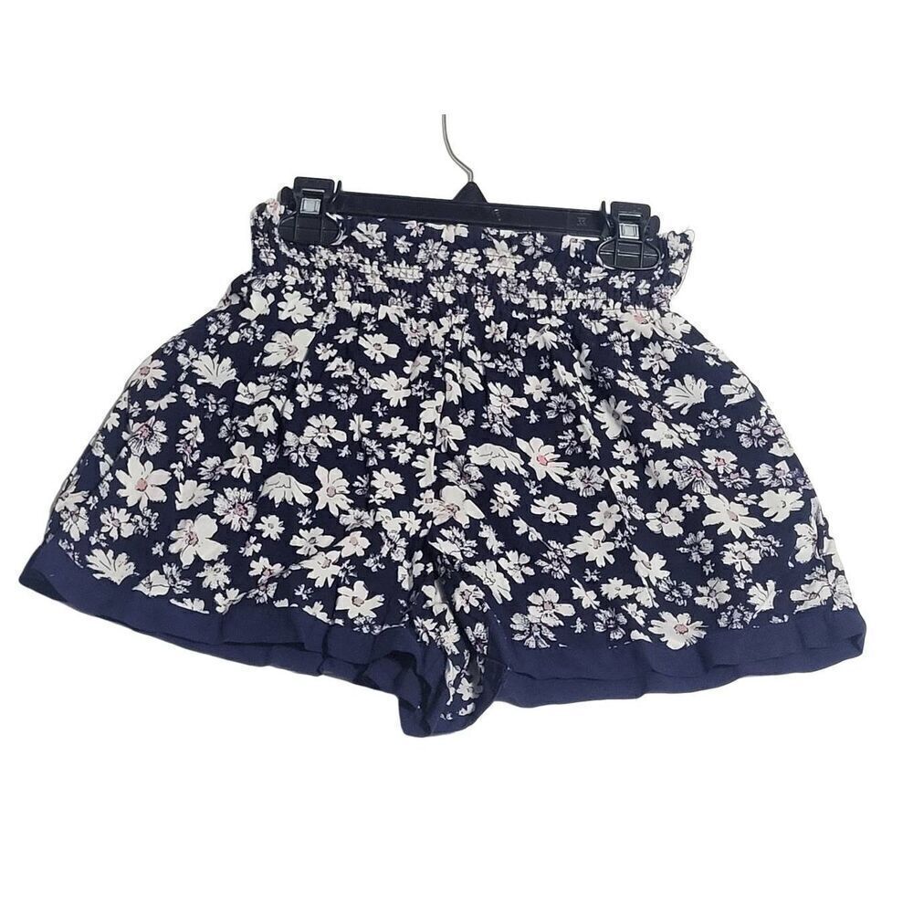 Cotton On Elastic Waistband Navy Blue Floral Print Shorts Size Small NEW